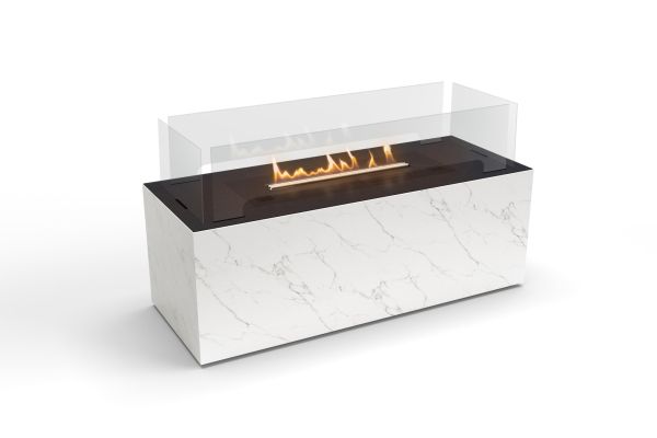 Planika Calacatta Fireplace with BEV Prime Fire 700 Burner