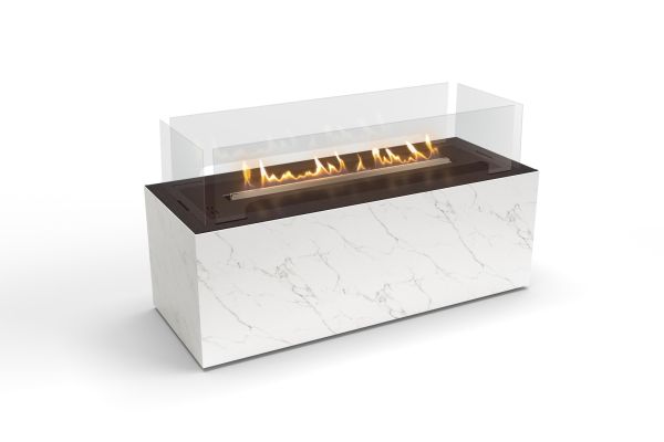 Planika Calacatta Fireplace with BEV FLA3+ (990mm) Burner